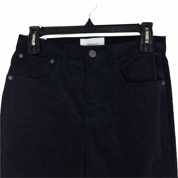 Current Elliott The Vanessa Velvet crop Straight Dark Navy Jeans Women Sz 27 NWT - Picture 9 of 11